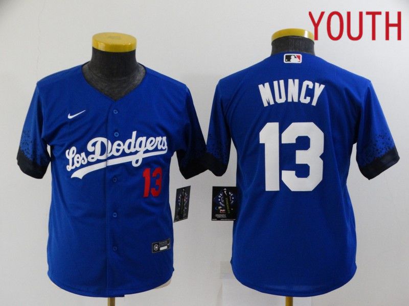 Youth Los Angeles Dodgers #13 Muncy Blue City Edition Nike 2021 MLB Jersey